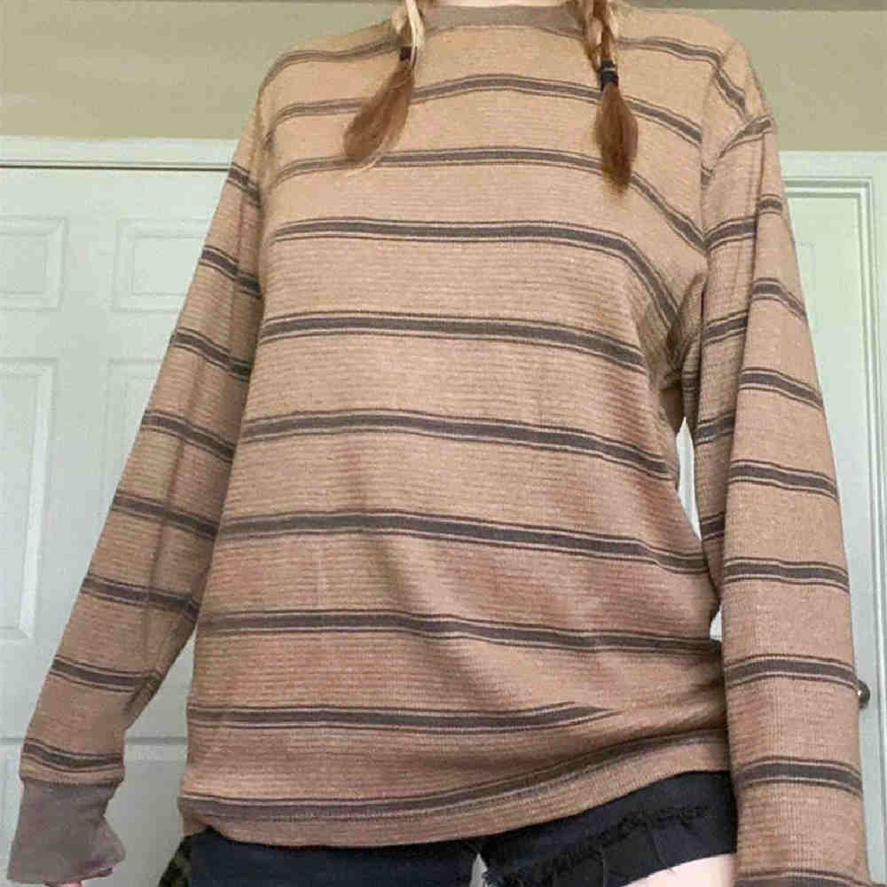 Striped Loose Slimming Long Sleeves T-shirt Preppy Style Women&