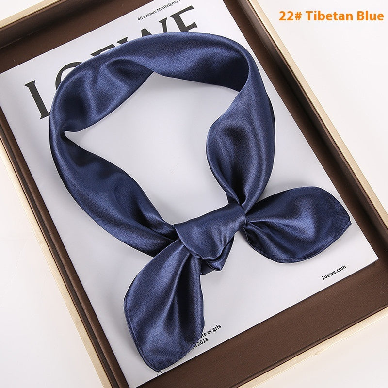 Solid Color Square Scarf Artificial Silk Small Square Towel Limorista
