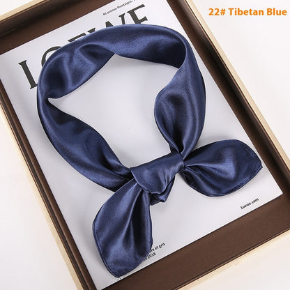 Solid Color Square Scarf Artificial Silk Small Square Towel Limorista