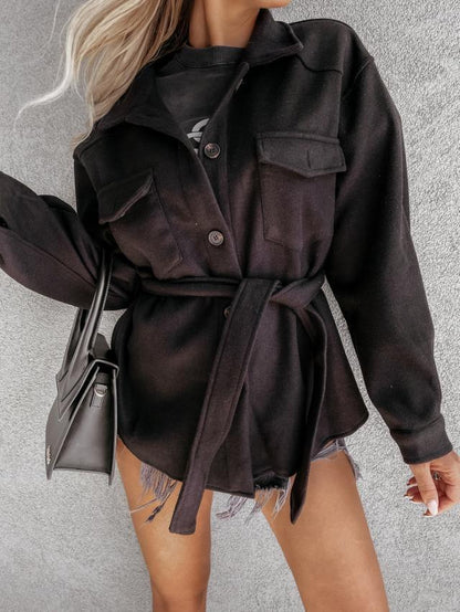 Fashionable Lace-up Small Fragrant Jacket With Pockets Limorista