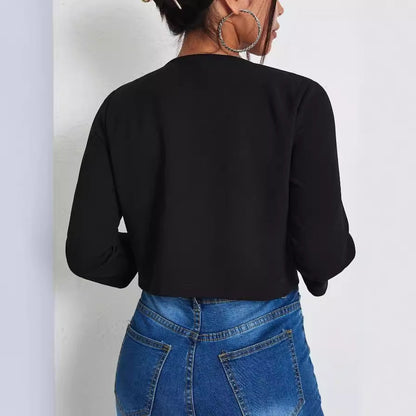 Solid Color Slit Bomber Jacket Limorista