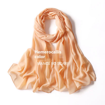 Pure Color Pearl Chiffon Scarf Headcloth Veil Chiffon Scarf Limorista