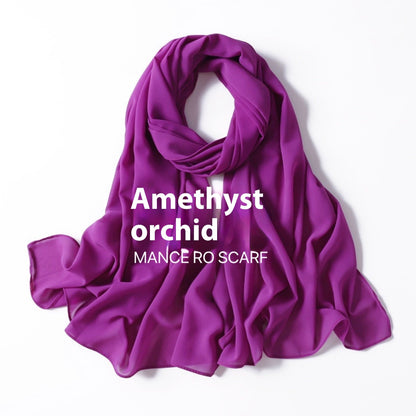 Pure Color Pearl Chiffon Scarf Headcloth Veil Chiffon Scarf Limorista