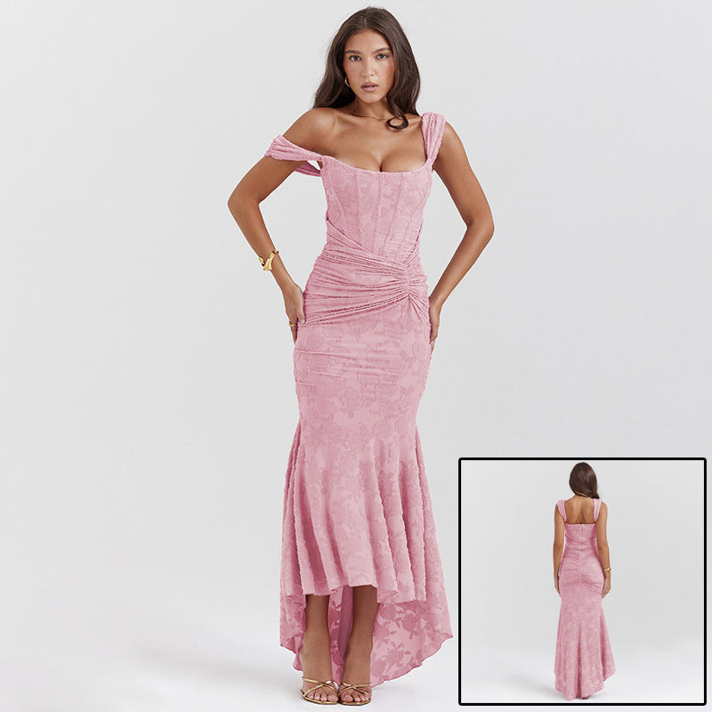 Mozision Off-shoulder Backless Sexy Evening Dress For Women Purple Sleeveless Strapless Ruched Bodycon Club Party Dress Limorista