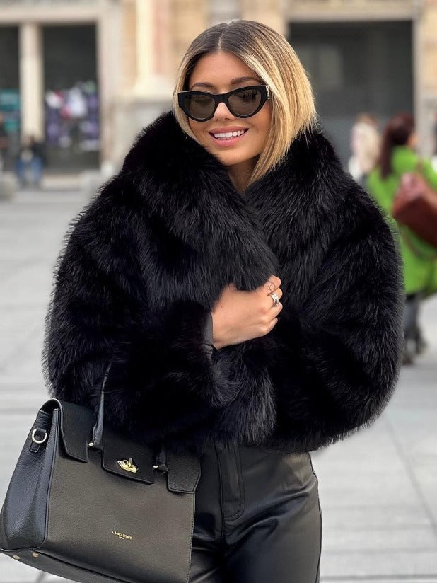 Winter Plush Coat Fashion Thicken Lapel Outwear Casual Long Sleeve Tops Womens Clothing Limorista
