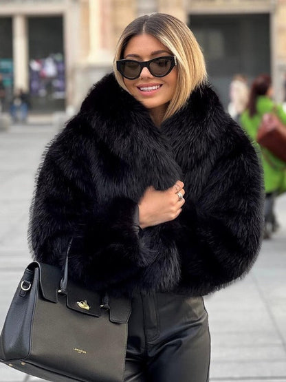Winter Plush Coat Fashion Thicken Lapel Outwear Casual Long Sleeve Tops Womens Clothing Limorista
