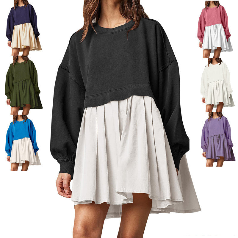 Sweater Dress Loose Long Sleeve Crewneck Pullover Tops Relaxed Fit Sweatshirts Short Dress Autumn And Winter Limorista