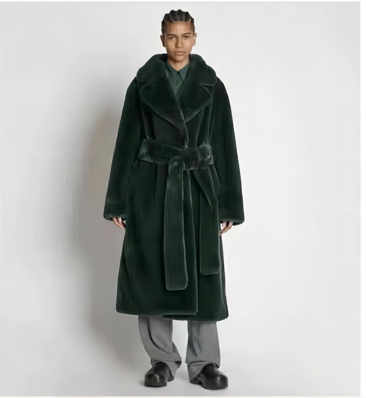 Artificial Fur Coat Suit Collar Cotton Coat Thickened Long Section Plush Trench Coat Limorista