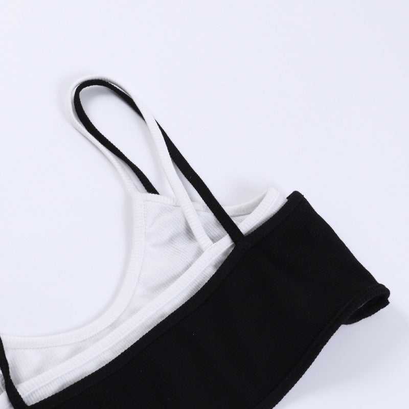 Contrast Color Sling Top Fake Two-piece Sports Limorista