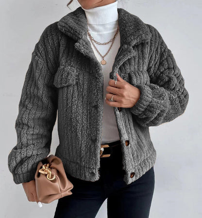 Rabbit Plush Jacket Lapel Shirt Plus Fleece Comfortable Casual Women Limorista