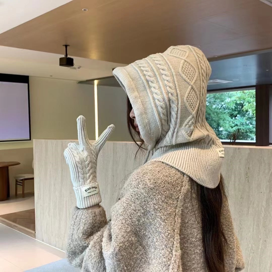 Knitted Thick Drawstring Hat Solid Color Limorista