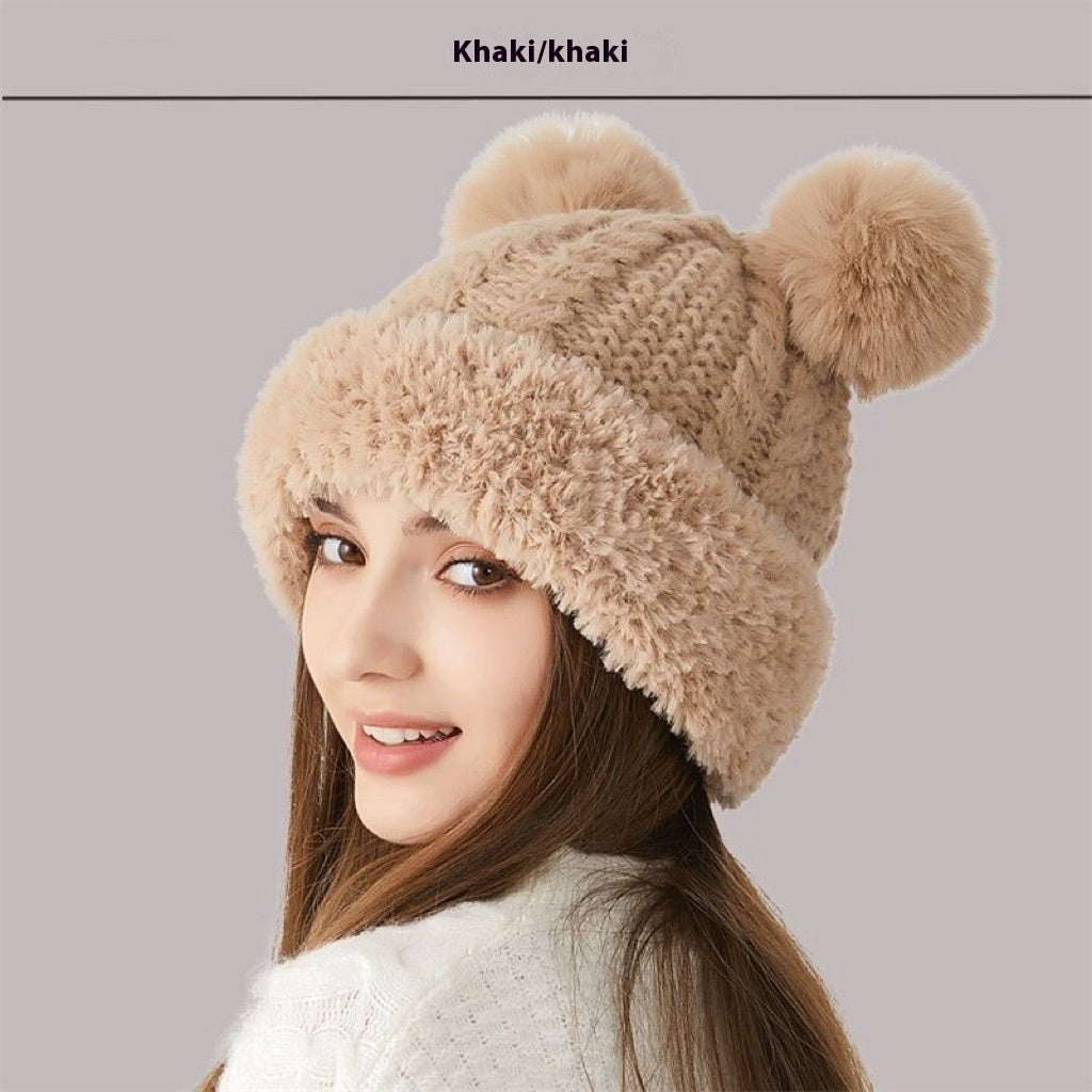 Winter Cute Fur Ball Knitted Hat Children Outdoor Limorista