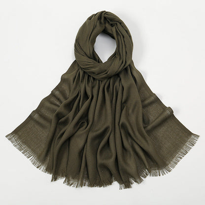 Flat Slub Cotton Solid Color Scarf Breathable Monochrome Limorista