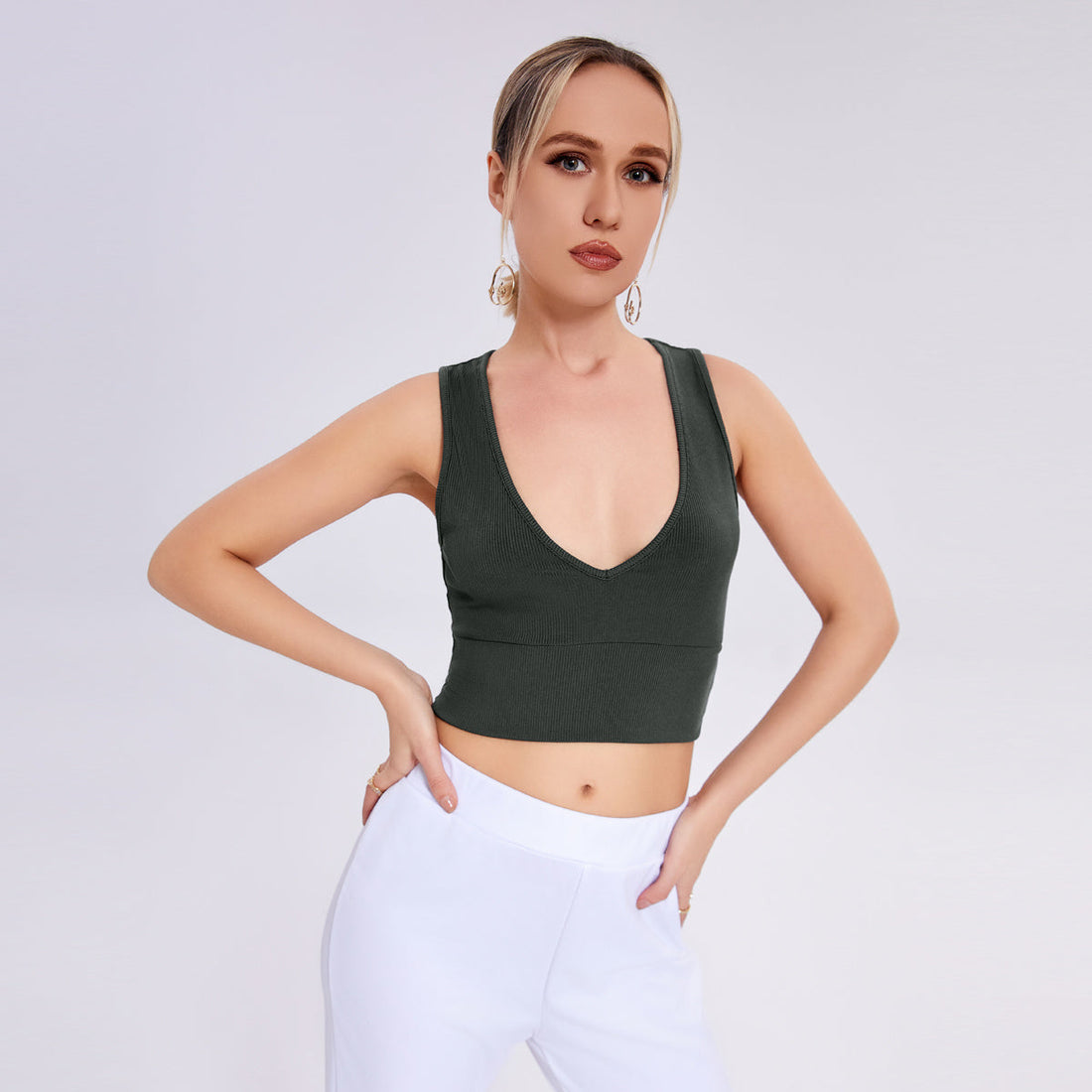 Cool Summer Fashionable And Sexy Deep V -neck Camisole Exposed Navel Suspender Vest Limorista