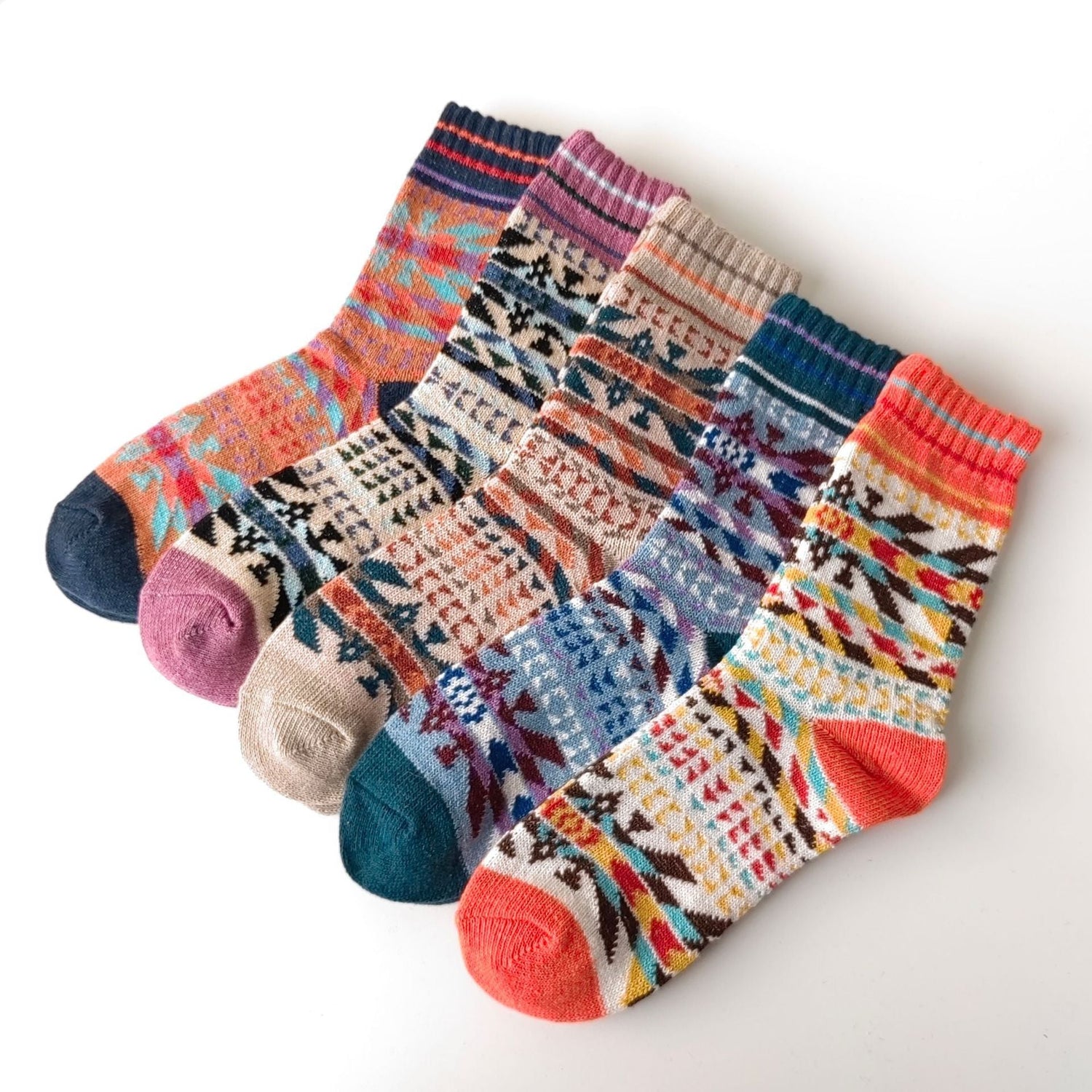 Winter Rhombus Wool Socks Thick Line Medium Tube Limorista