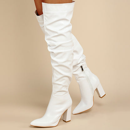 Chunky Heel High Zipper High Leg Boot Limorista