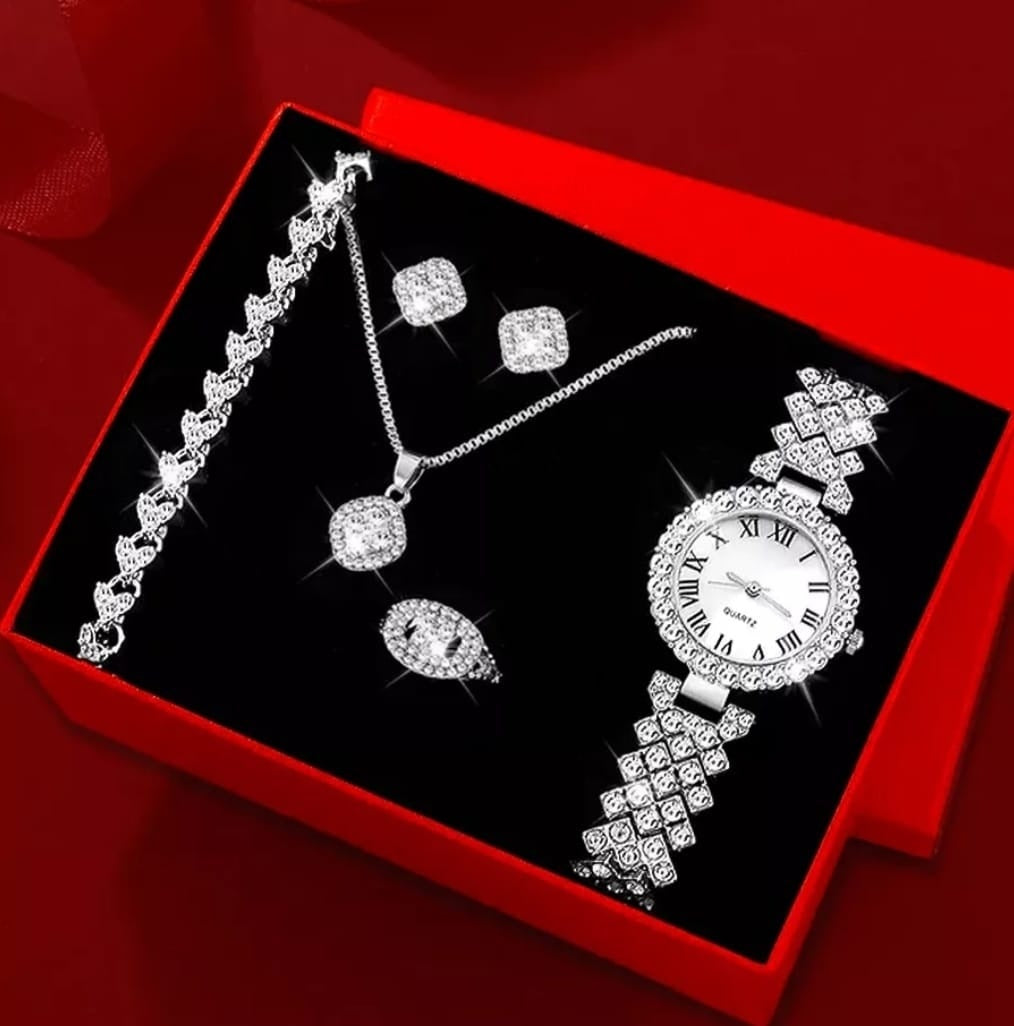 Fashion Watch Gift Suit Quartz Watch Necklace Bracelet Ring Stud Earrings Limorista