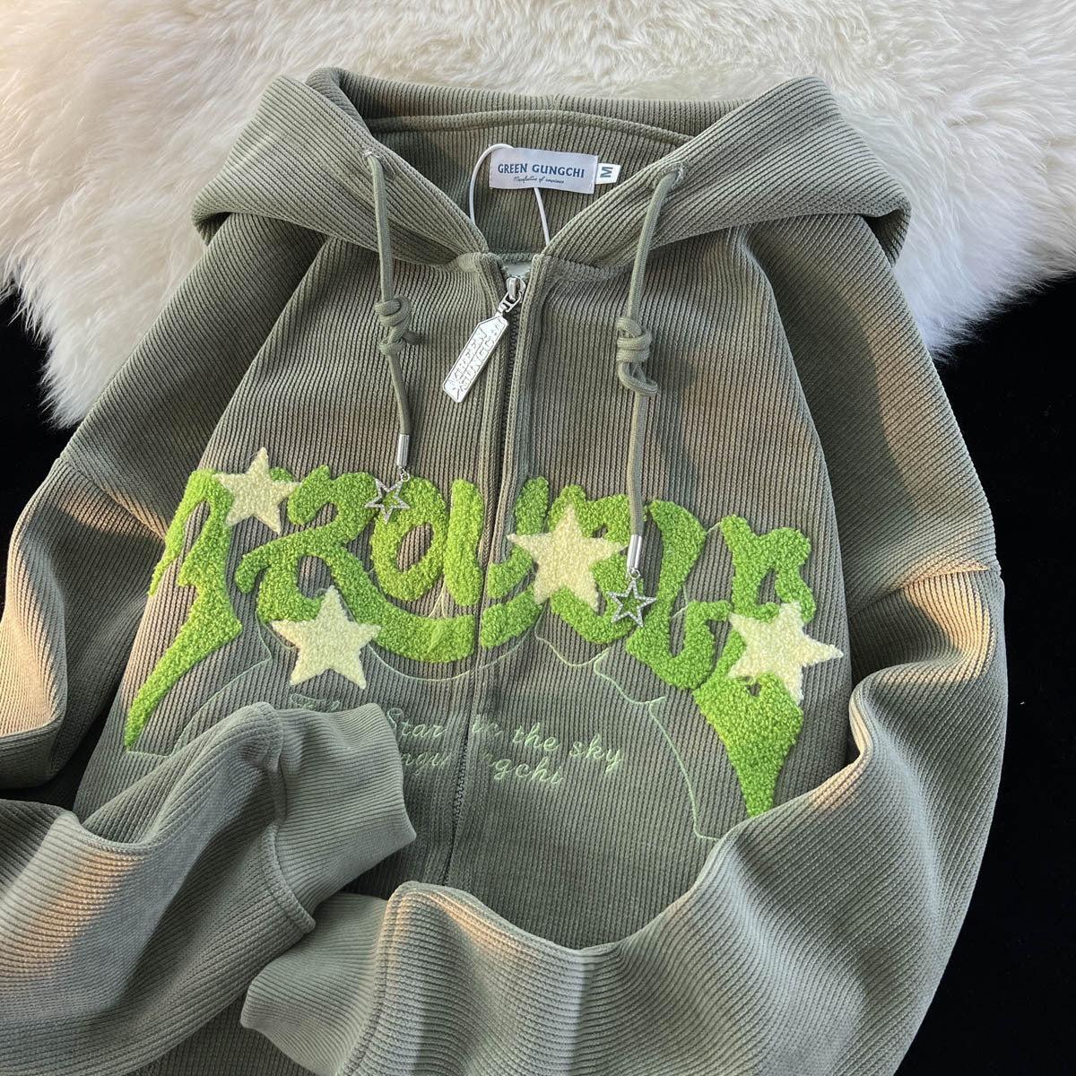 XINGX Corduroy Cardigan Coat Spring And Autumn Loose Hooded Sweater Limorista