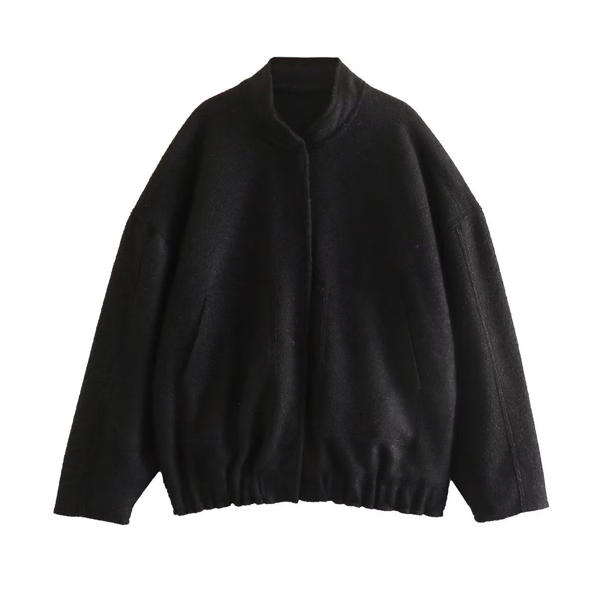 Standing Neck Loose Sleeved Pocket Jacket Limorista
