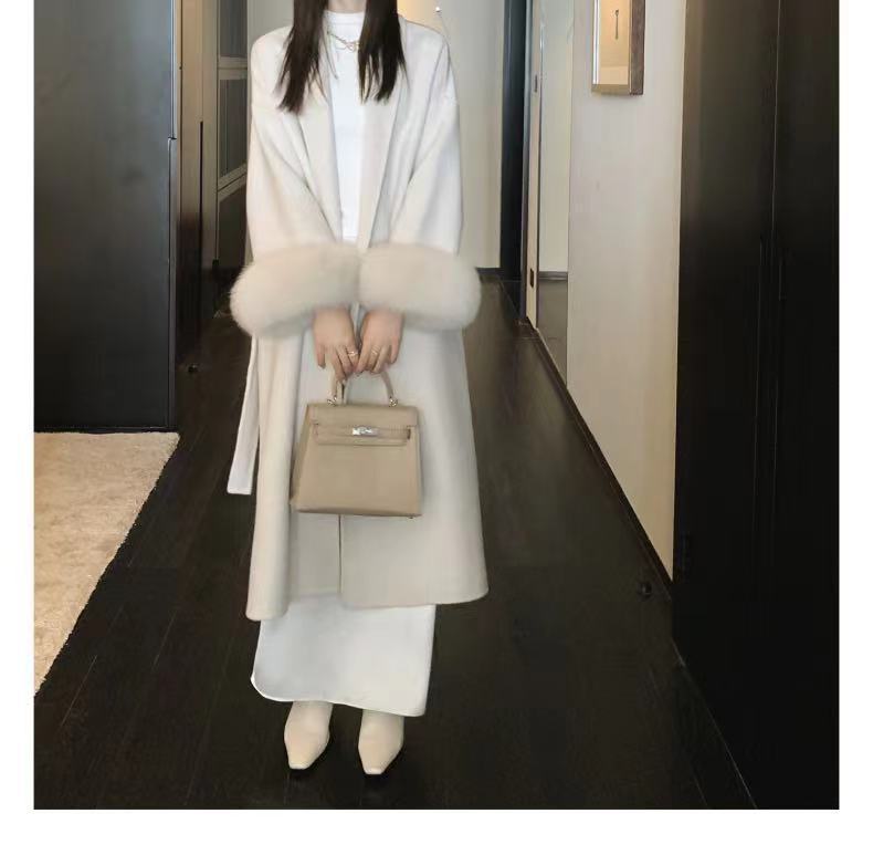 Cuff Detachable Fox Fur Elegant Double-sided Cashmere Coat Limorista