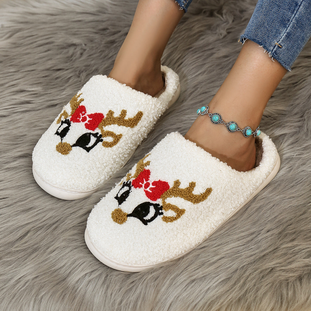Christmas Home Slippers Indoor Soft Bottom Mute Warm Limorista