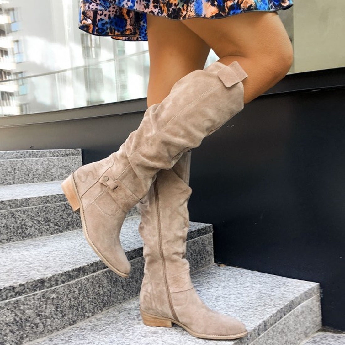 Autumn And Winter Low Heel Side Zipper Suede Women&