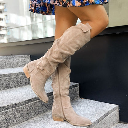 Autumn And Winter Low Heel Side Zipper Suede Women&