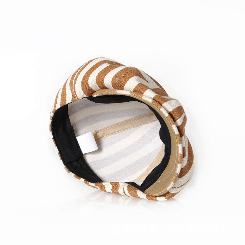 Retro Bold Stripes Fashion British Youth Octagonal Cap Limorista