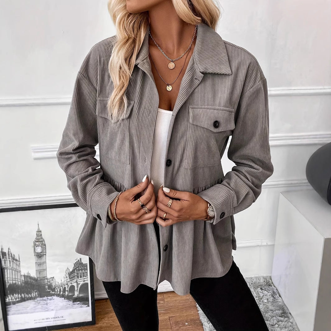 Casual Doll Shirt Coat Corduroy Shirt For Women Limorista