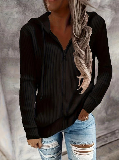 Zip Up Drawstring Hoodies, Casual Soldi Long Sleeve Sweatshirt Limorista