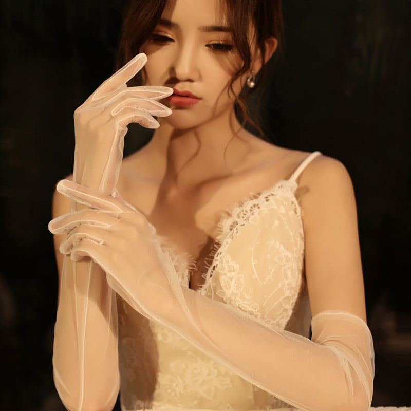Tulle Plain Bridal Wedding Dress Gloves Limorista