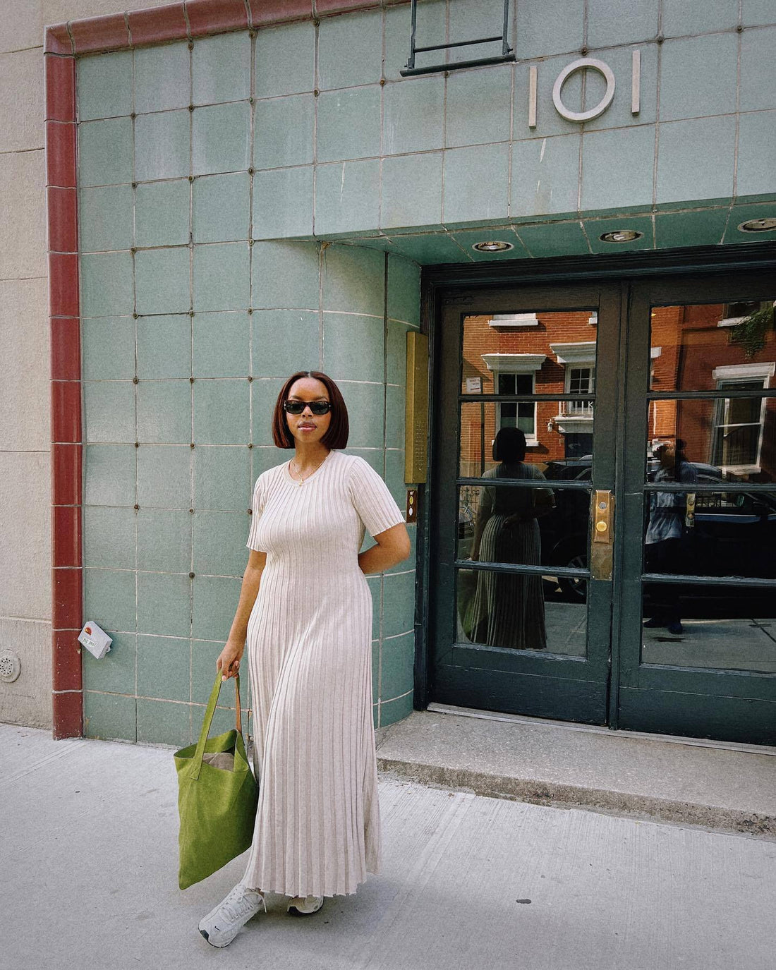 Knit Casual Tight Waist Round Neck Big Pit Stripe Slimming Knitted Long Dress Limorista