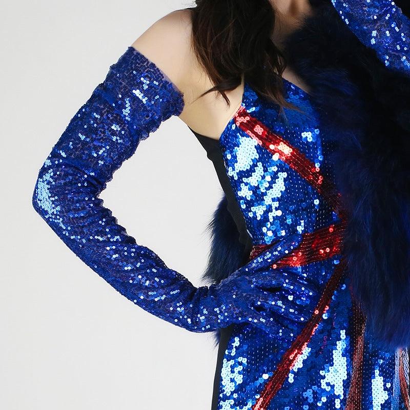 Sequined Sleeve Cover Lace Mesh Specialty Limorista