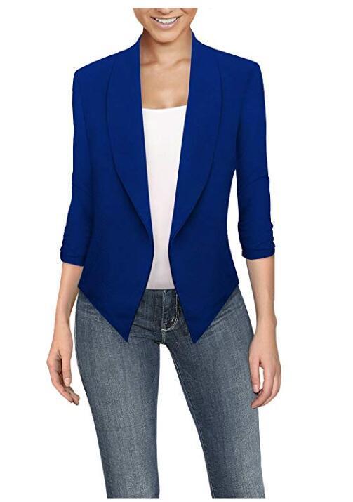 Long Sleeve Solid Color Cardigan Irregular Hem Small Suit Women Limorista