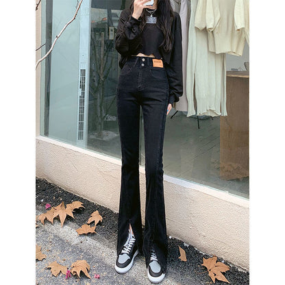 Slightly Flared Jeans, Two Buttons, Slim Design, Women&