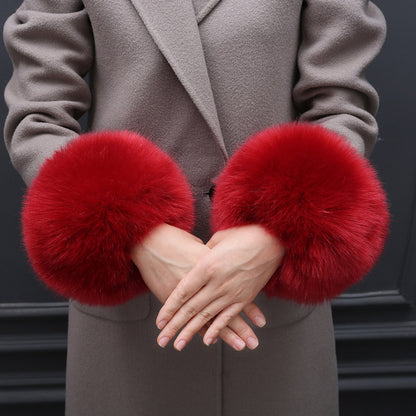 Faux Fur Fox Cuffs Plush Down Jacket  Big Artificial Hand Cuffs Limorista
