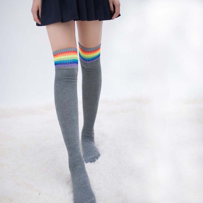 Rainbow long socks fall and winter knee socks Limorista
