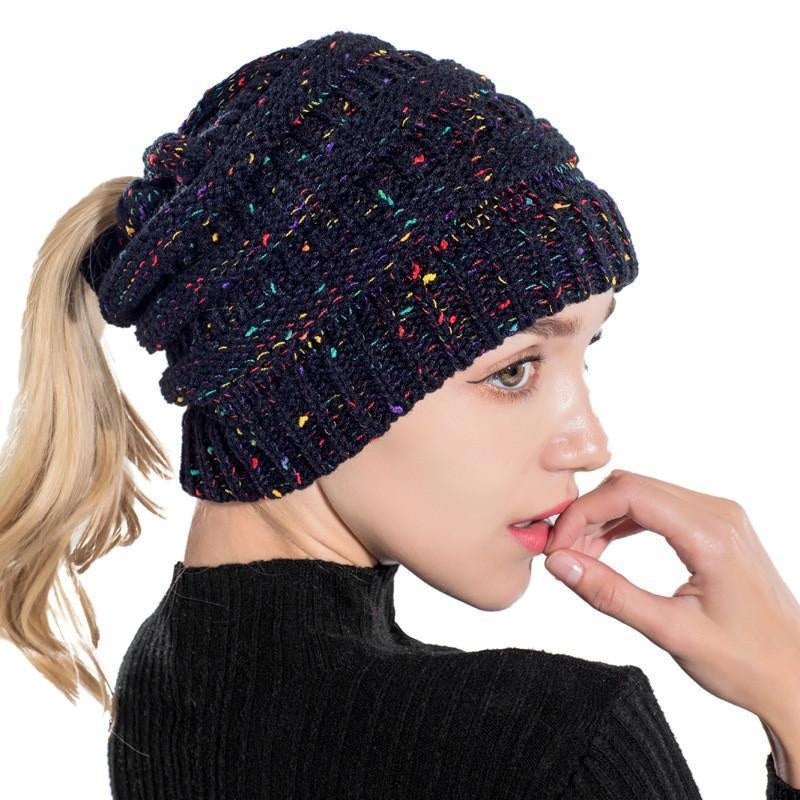 Knitted Ponytail Hat, Women&