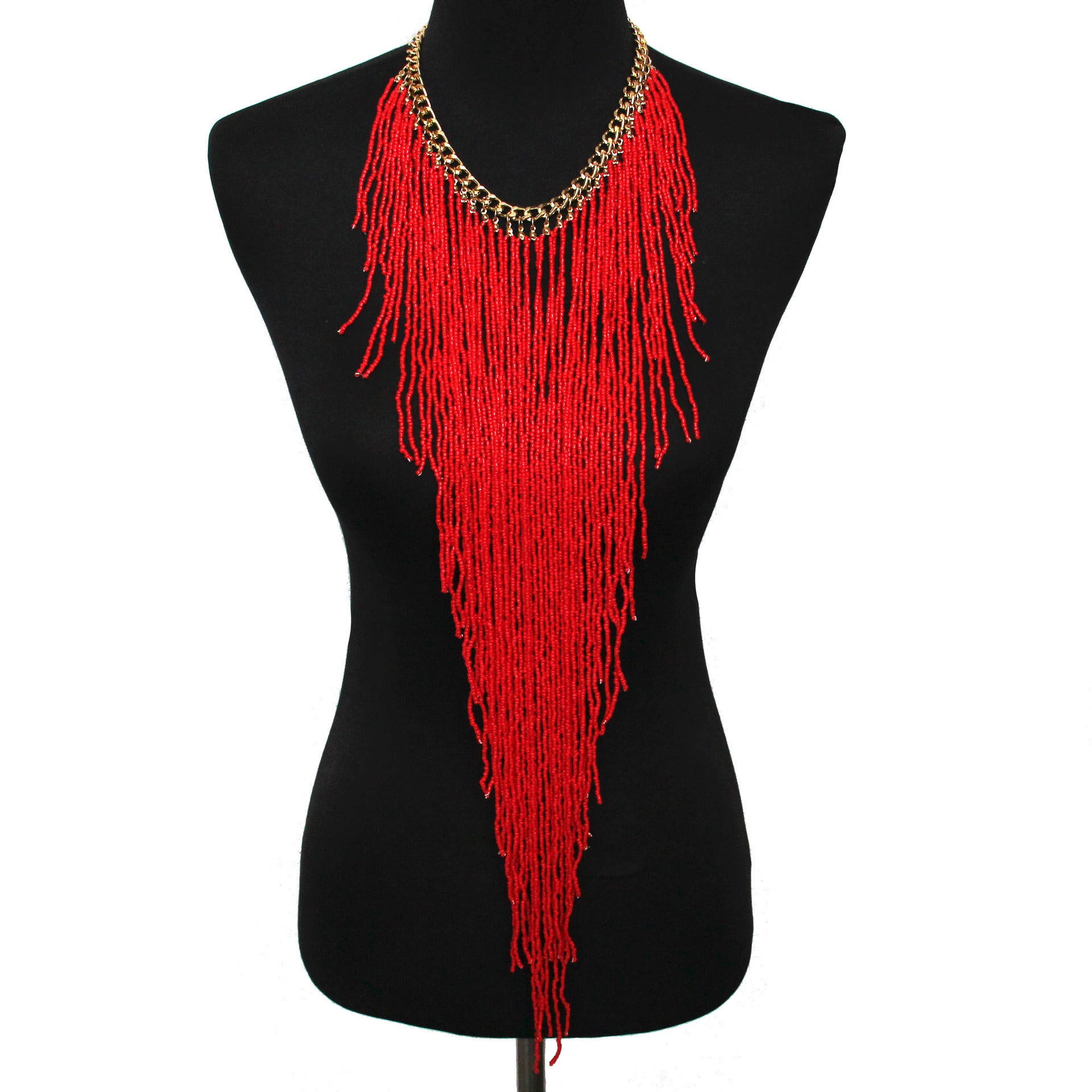 Ethnic Style Long Rice Bead Tassel Necklace Bohemia Exaggerated Performance Necklace Earring Set Limorista