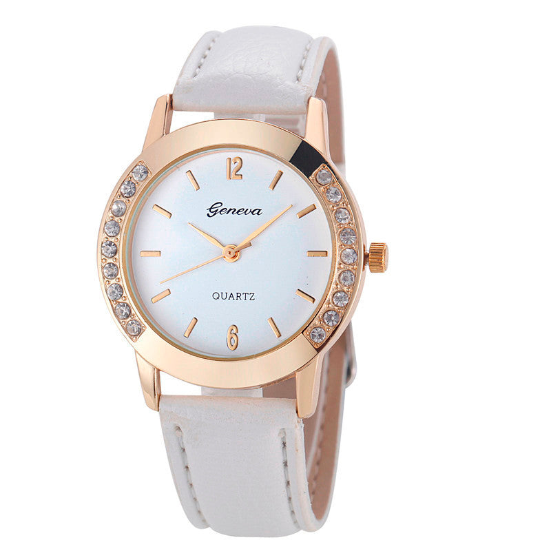 Bilateral Diamond Ladies Belt Casual Watch Geneva Women&