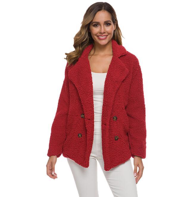 Autumn And Winter Fashion Button Suit Collar Pocket Blouse Limorista