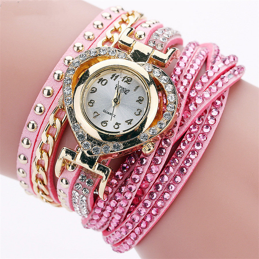 Ladies Round Diamond Love Dial Bracelet Watch Limorista