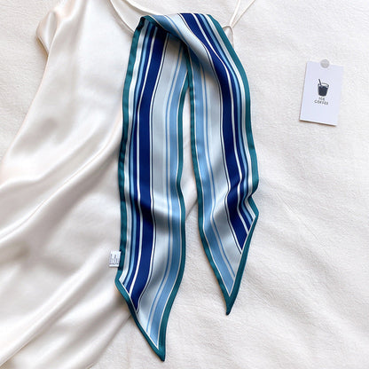 Narrow Long Strip Small Silk Scarf Women Fashion Leopard Pattern Limorista
