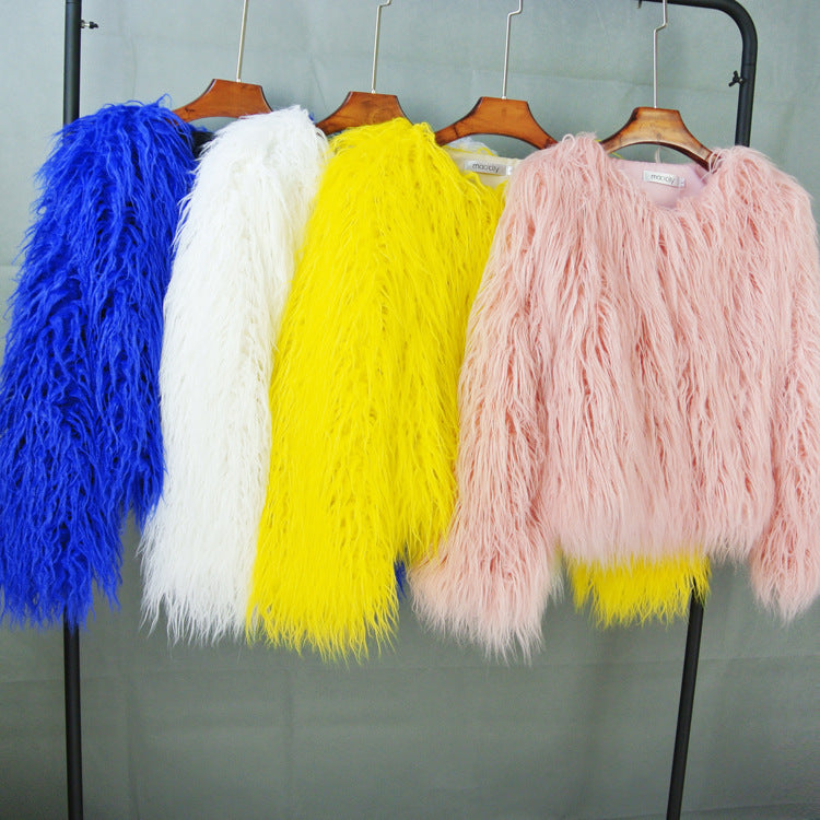Colorful Boho Furry Faux Fur Coat Plus Size Women Fur Coats Autumn Winter Faux Fur Shaggy Jacket Fourrure Bontjas Limorista