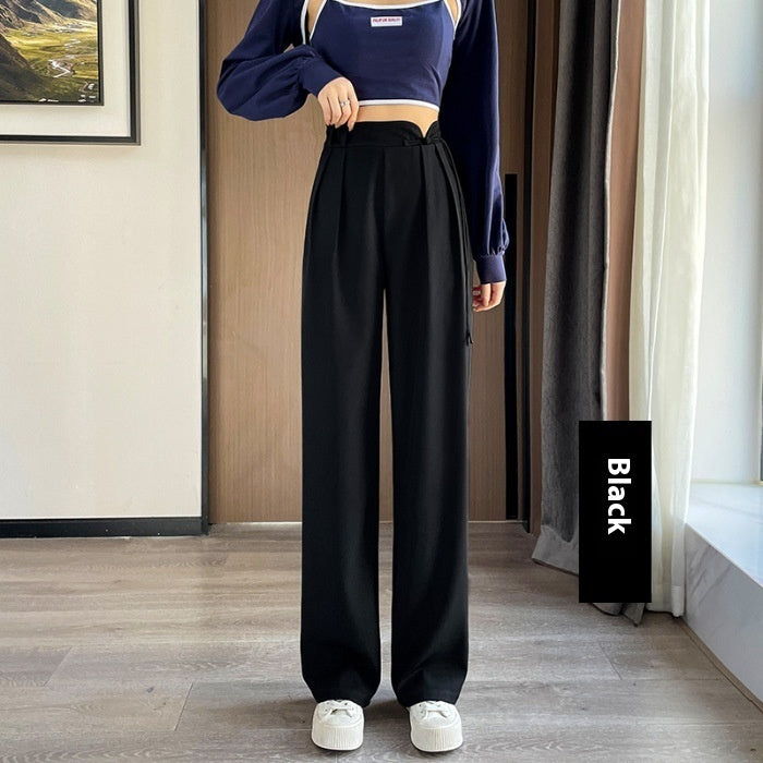 New Chinese Style Buckle High Waist Casual National Style Special-interest Design Elastic Waist Wide Leg Pants Limorista