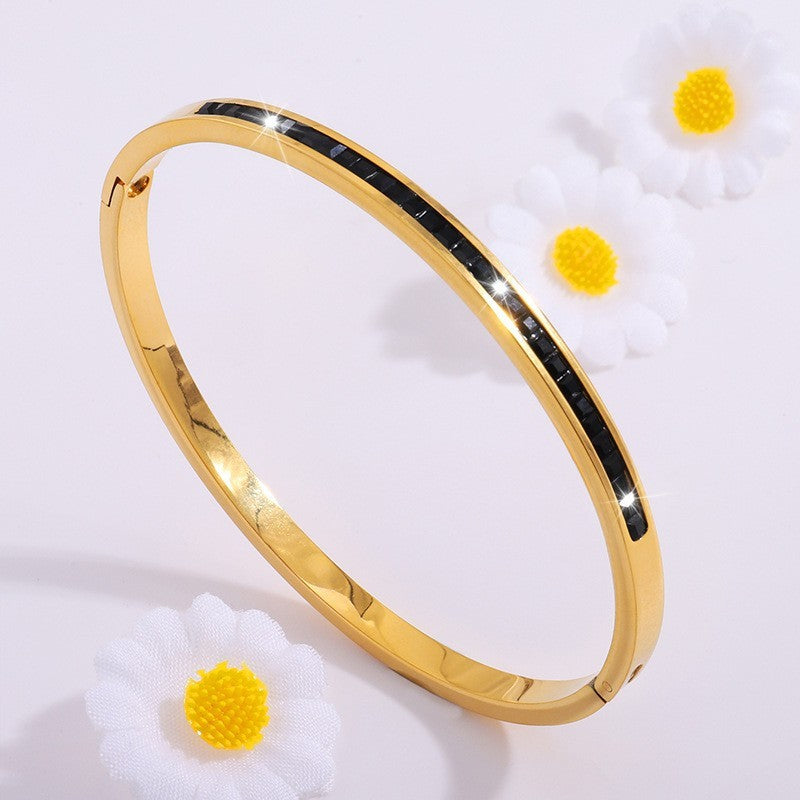 Titanium Steel Electroplated Diamond Silver Bracelet European And American Fashion Bracelet Ornament Limorista
