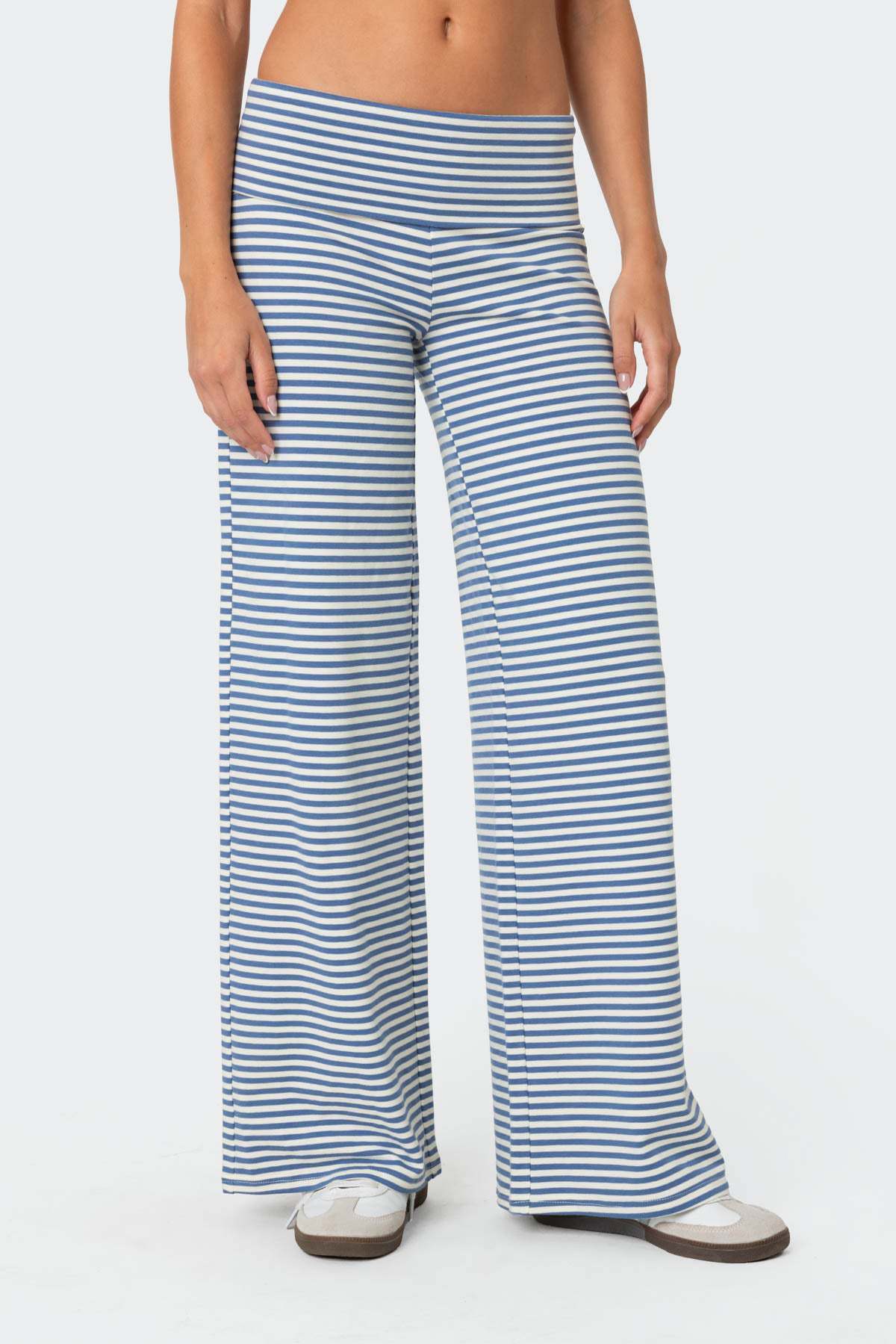 Cropped Striped Loose Trousers Autumn Sports Style Draped Casual Pants Limorista