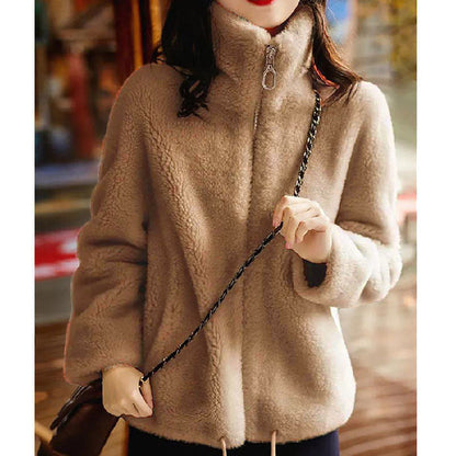 Autumn And Winter Cardigan Sports Double-sided Fleece Top For Women Limorista