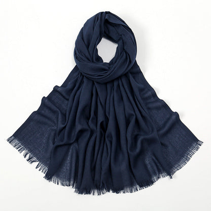 Flat Slub Cotton Solid Color Scarf Breathable Monochrome Limorista