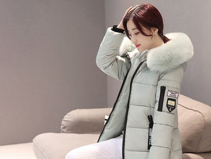 Slim thick cotton jacket large fur collar cotton suit Limorista